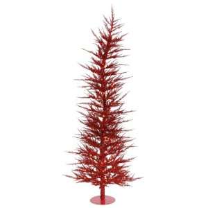  6 Pre Lit Whimsical Red Artificial Tinsel Christmas Tree 