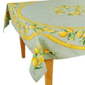  Lemons Green Cotton Tablecloths 63 x 98 Rectangle