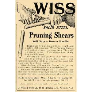  1907 Ad Solid Steel Pruning Shears J Wiss Sons Newark 