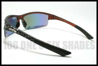   Around Rubber Nose Piece BLACK and Red with Reflective Lens Half Rim