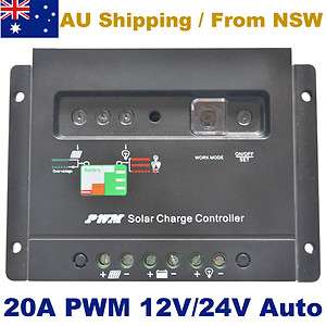   Solar Charger Controller Regulator 12V/24V Auto 200W 20A Solar Panel