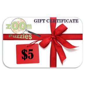  $5 Zoom Puzzles Gift Certificate Toys & Games