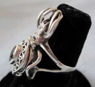 Sterling & Onyx SPIDER POISON RING ~ Size 9  