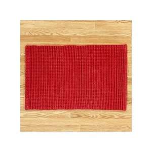  Chunky Woven Cotton Rug, Red