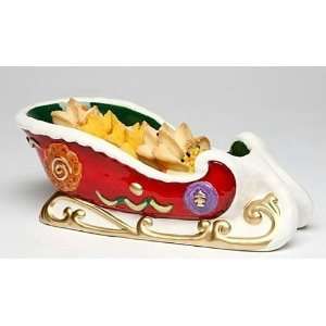  Red Sleigh Ceramic Candy Dish