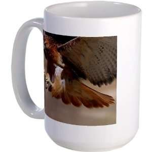  Red Tail hawk Red Large Mug by  