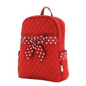 Medium Quilted Polka Dots Print Packpack Bag   Red/White (11x 13.0 x 