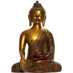 Bhumisparsha Buddha (Robes Decorated with Auspicious Symbols)   Brass 