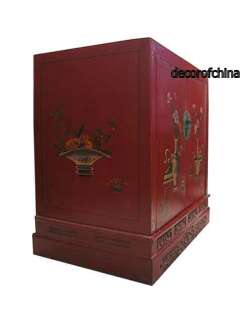 Elegant Chinese Old Red Painted Wooden Chest Cabinet G12 016  