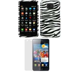 White Zebra Snap On Hard Case + Clear LCD Screen Protector for Samsung 