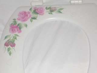 ELONGATED hp TOILET SEAT Chic Shabby Pink ROSE Cottage*  