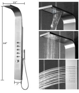 64 Thermostatic Waterfall Stainless Steel Shower Panel  