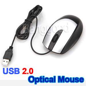New Silver USB Wired Optical Scroll Wheel 3D Mice Mouse For Laptop PC 