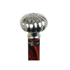 Silver Plated Pumpkin Knob Handle Walking Stick With Cocobolo Wood 