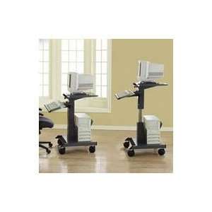  Pneumatic Lift Sit/Stand Workstation, Mobile, Charcoal 