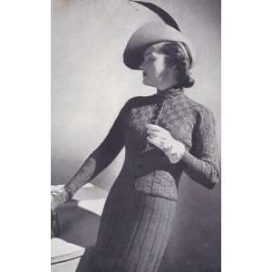  Vintage Knitting PATTERN to make   1930s Knit Suit Dress Skirt 