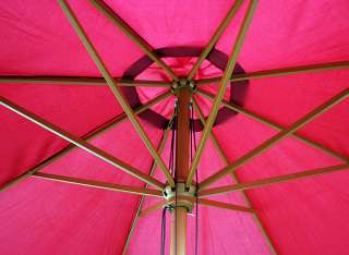   Outdoor Patio Market Wooden Wood Umbrella Yard Beach Shade Red  