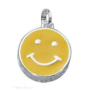  Silver Enamel Two Sided Smiley Happy Face Winking Face Charm Jewelry