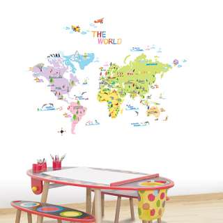 World Map Kids Room Vinyl Decals Wall Stickers Decor  