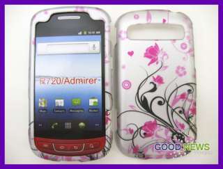 for Cricket Samsung Vitality Silver Pink Vines Rubberized Hard Case 