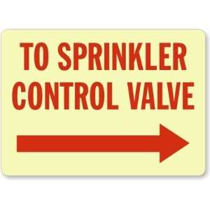  To Sprinkler Control Valve (Arrow Right) Glow Vinyl Sign 