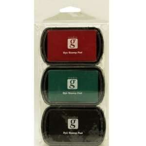  Studio G Washable Ink Stamp Pads Black/Red/Green Arts 
