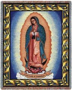 Throw Blanket LADY OF GUADALUPE Virgin Mary Religious  