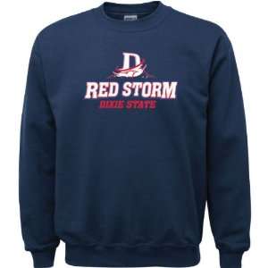  Dixie State Red Storm Navy Youth Logo Crewneck Sweatshirt 