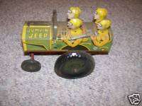 Toy Marx Jumpin Jeep Tin Windup Circa WW2 6 long  