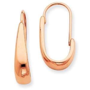  Tapered J Hoop Wire Earrings in 14k Rose Gold Jewelry