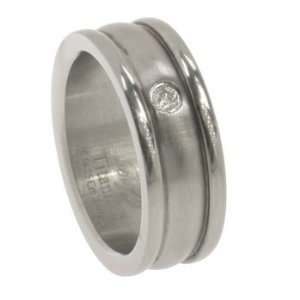  Titanium Ring with .05ct Diamond. Width 7mm , 10 Jewelry