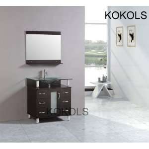 32 in Modern Bathroom Vanities Wood Cabinet Furniture W Sinks Glass 