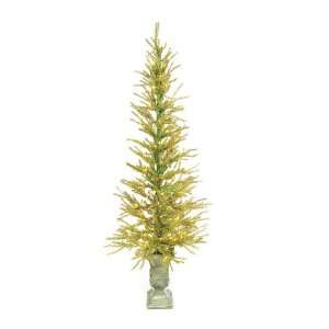   Potted Tinsel Twig Christmas Trees 4.5   Green Lights