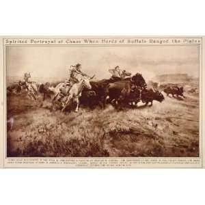  1922 Charles M. Russell Indian Buffalo West Rotogravure 