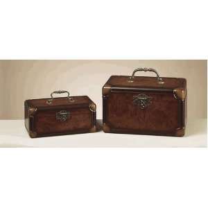   80346 Set of 2 Wellington Wood Boxes Set With Metal Handle [Kitchen