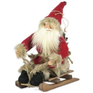   Holiday Woodland Santa Sitting on Wooden Sled D00762